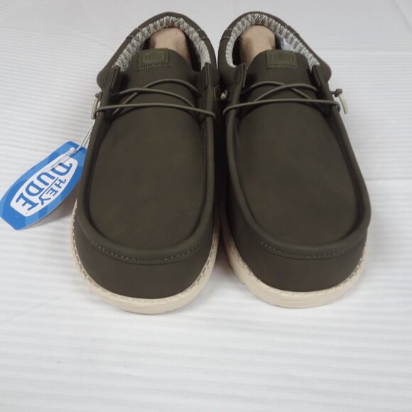 NWT Hey Dude Men\'s Wally Classic Shoes Olive Green Leather Mens Shoes Size 15 main image 6